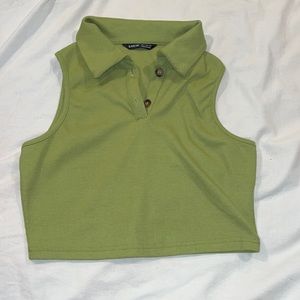 SHEIN Quarter-Buttoned Green Cropped Tank